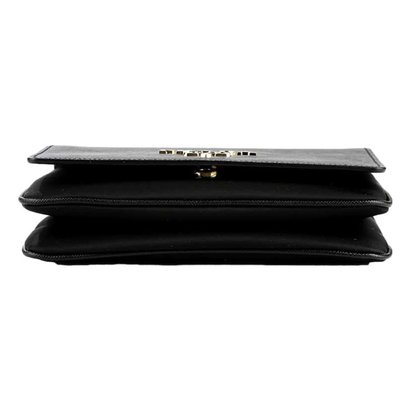 Prada Prada Tessuto and Saffiano Leather Black Crossbody Bag with Gold Chain Strap Black Leather Never worn - Box View