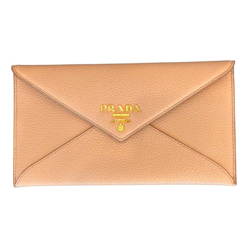 Prada Prada Beige Vitello Grain Leather Long Envelope Wallet Beige Leather Never worn - Front View