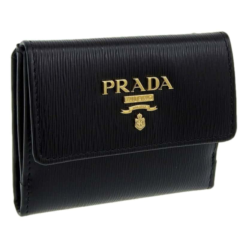 Prada Prada Vitello Move Nero Black Trifold ID Holder Snap Wallet Black Leather Never worn - Front View