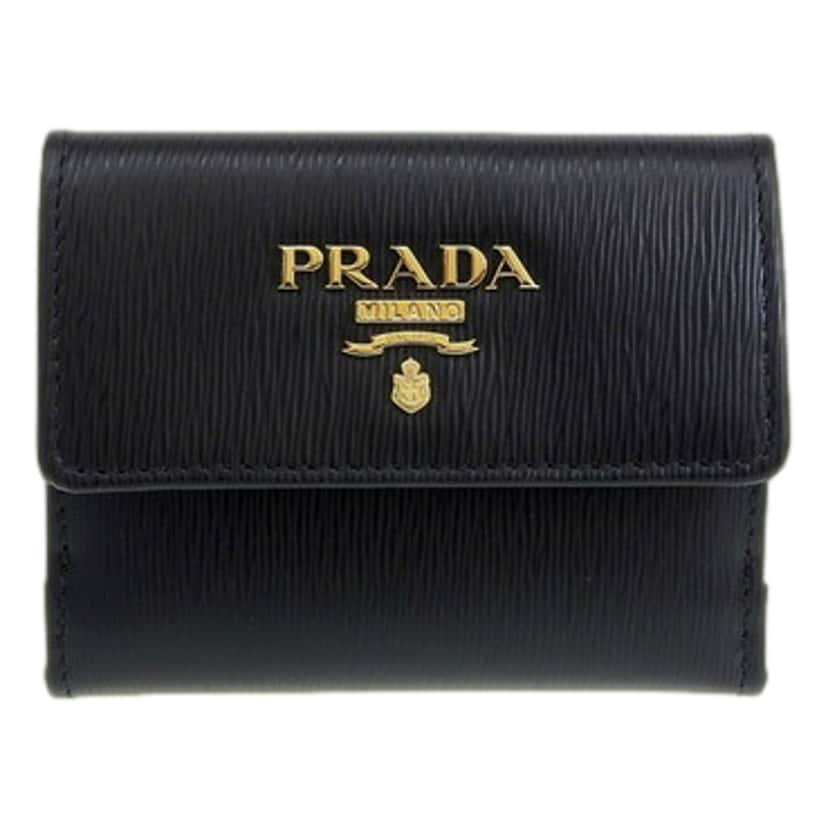 Prada Prada Vitello Move Nero Black Trifold ID Holder Snap Wallet Black Leather Never worn - Inside View