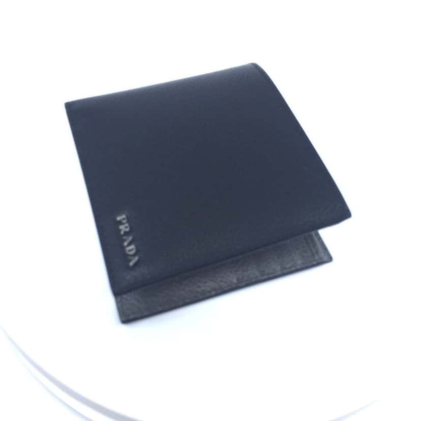 Prada Prada Mens Wallet Black Gray Vitello Micro Grain Leather Bifold Black Leather Never worn - Inside View