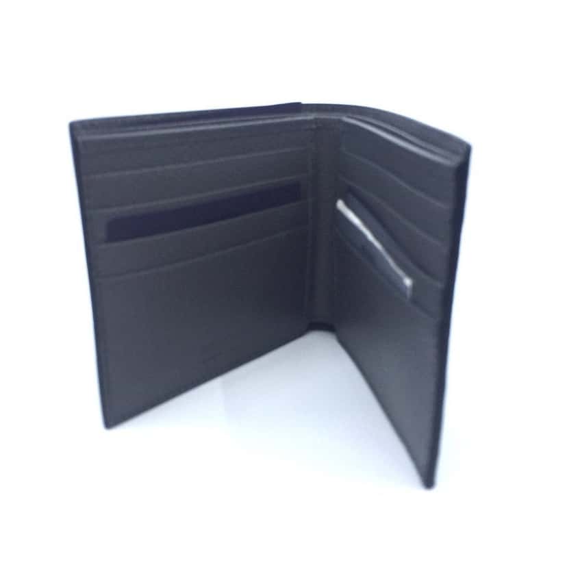 Prada Prada Mens Wallet Black Gray Vitello Micro Grain Leather Bifold Black Leather Never worn - Box View