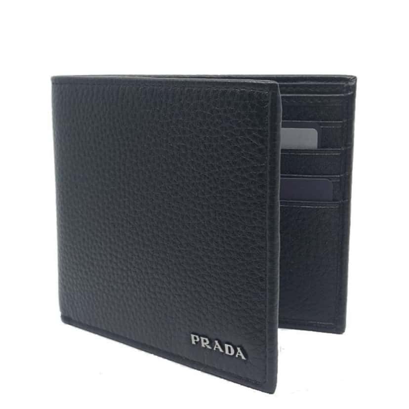 Prada Prada Mens Bifold Nero Black Vitello Grain Leather Wallet Black Leather Never worn - Back View