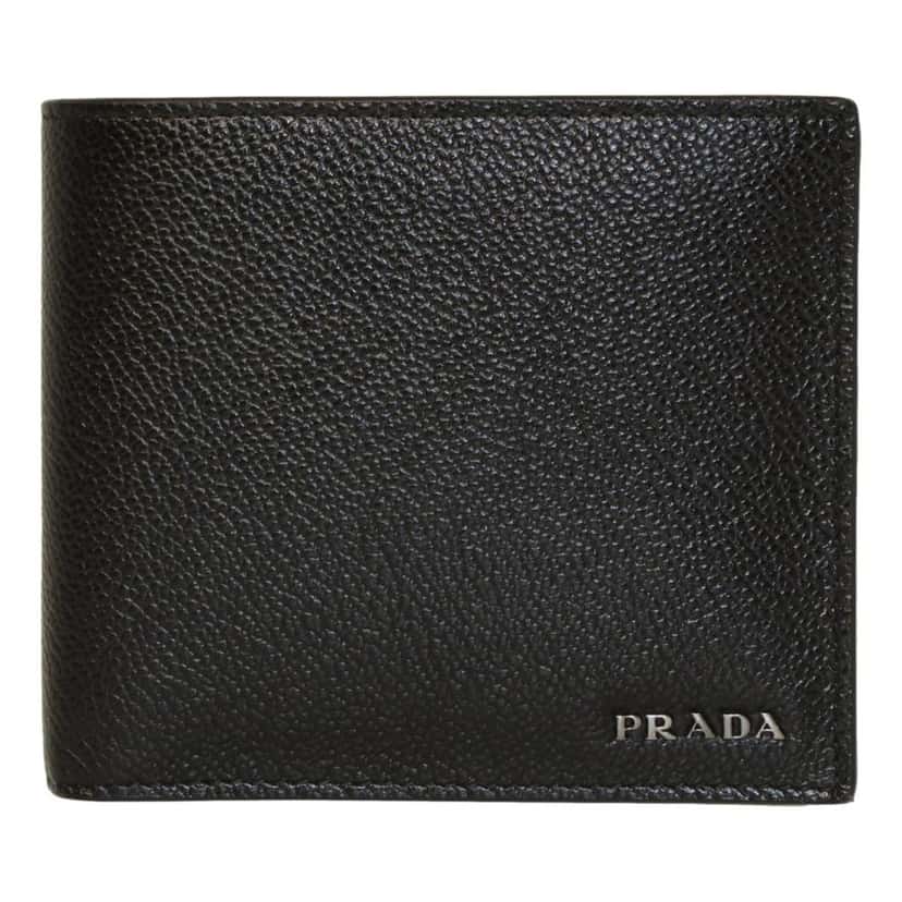 Prada Prada Black Vitello Micro Grain Leather Bifold Wallet Black Leather Never worn - Front View