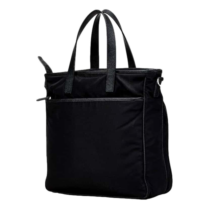 Prada Prada Re-Nylon Black Nylon and Saffiano Large Crossbody Tote Bag Black Good condition - Back View