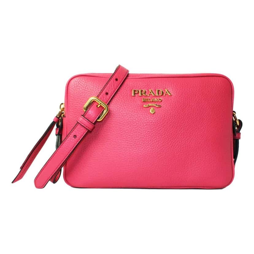 Prada Prada Peonia Pink Vitello Phenix Leather Double Zip Crossbody Pink Leather Good condition - Front View