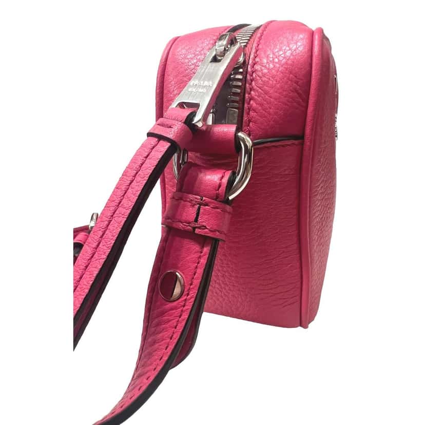Prada Prada Vitello Phenix Pink Leather Silver Logo Small Camera Crossbody Bag Pink Leather Never worn - Back View