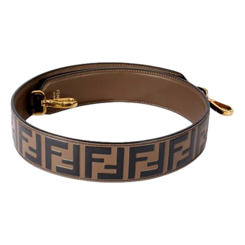 Fendi Fendi Strap You FF Zucca Brown Calfskin Leather Mini Shoulder Strap Gold Hardware Gold Leather Never worn - Front View