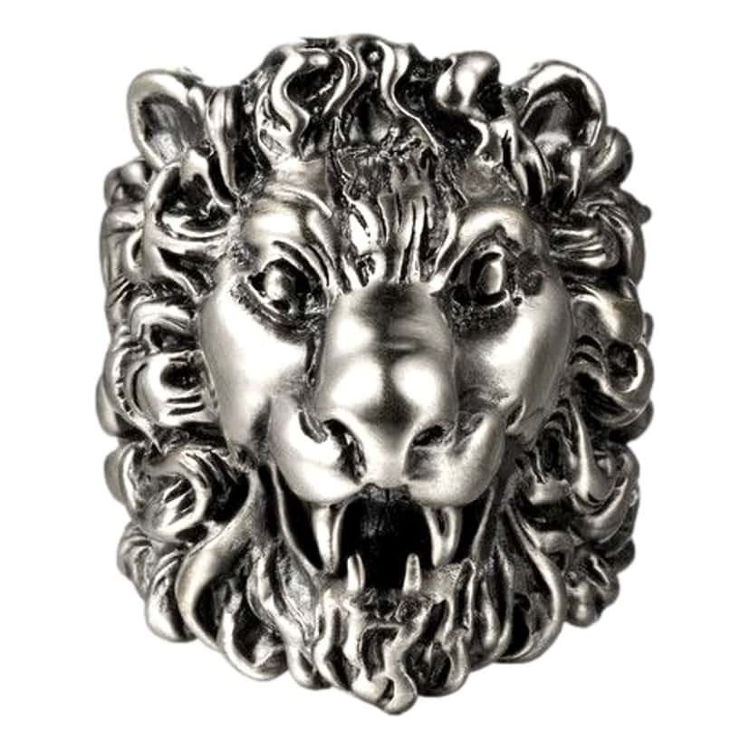 Gucci Gucci Cocktail Lion Head Motif Silver Tone Metal Ring 13 Silver Never worn - Front View