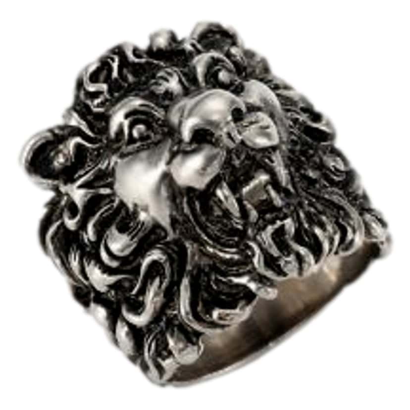 Gucci Gucci Cocktail Lion Head Motif Silver Tone Metal Ring 13 Silver Never worn - Inside View