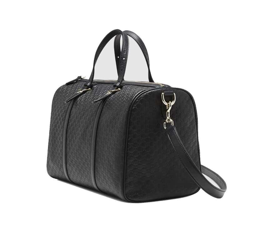Gucci Gucci Microguccissima GG Boston Bag Black Embossed Leather Gold Hardware Black Leather Good condition - Back View
