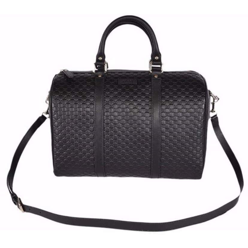 Gucci Gucci Microguccissima GG Boston Bag Black Embossed Leather Gold Hardware Black Leather Good condition - Inside View