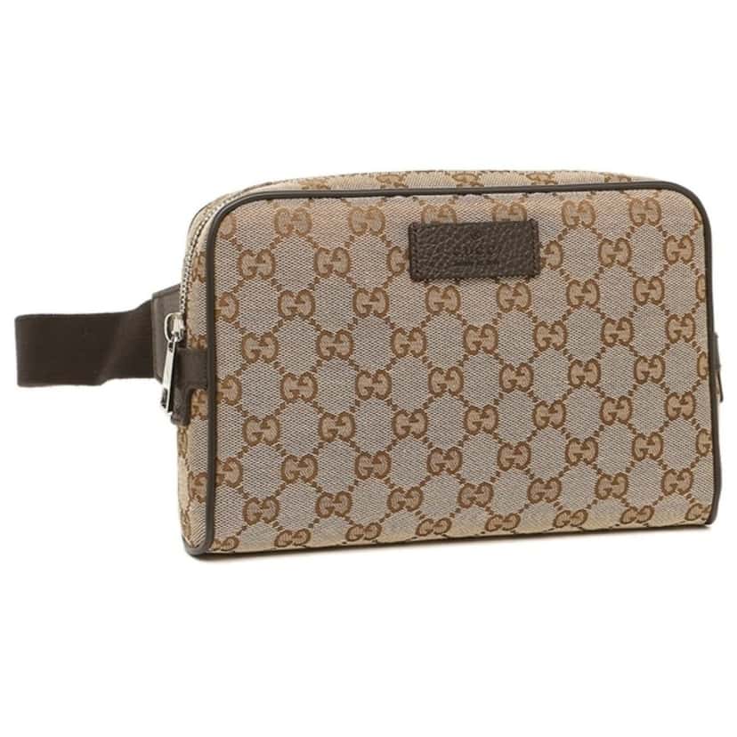 Gucci Gucci Original GG Guccissima Canvas Belt Bag Beige Brown Leather Fanny Pack Brown Canvas Good condition - Back View