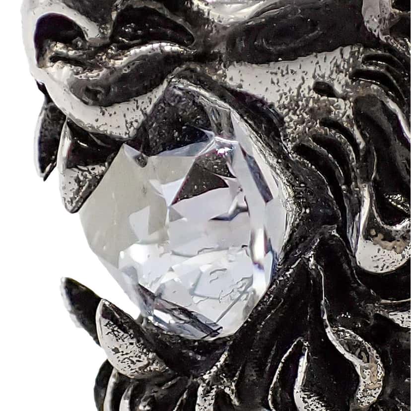 Gucci Gucci Lion Head Motif Silver Ring Crystal Size 16 Silver Never worn - Box View
