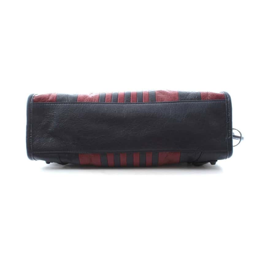 Balenciaga Balenciaga Classic City Marine Bordeaux Stripe Small Satchel Bag Black Leather Never worn - Box View