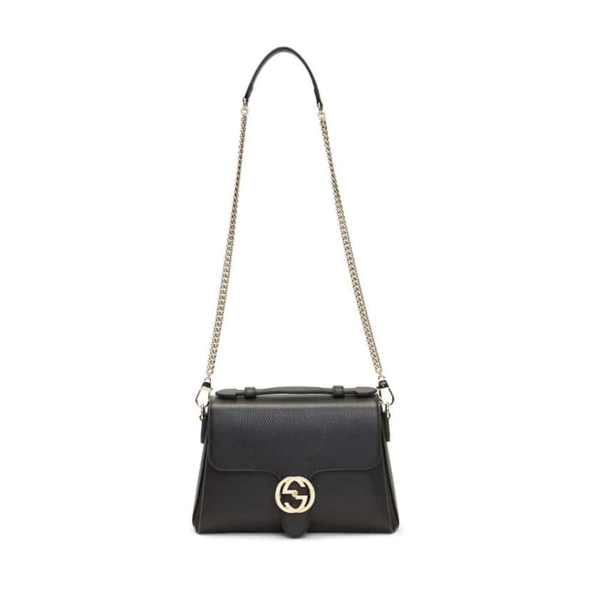 Gucci Gucci Interlocking G Black Calf Leather Chain Crossbody Bag Black Leather Never worn - Back View
