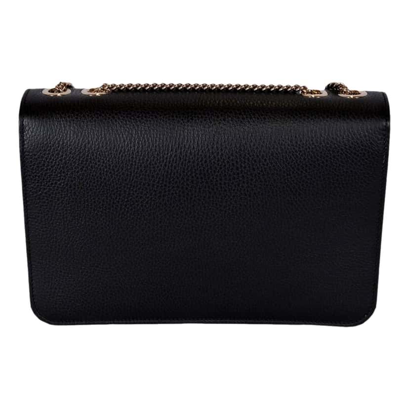 Gucci Gucci GG Marmont Crossbody Bag Black Pebbled Leather Gold Chain Interlocking GG Black Leather Never worn - Model View