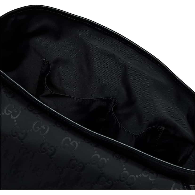 Gucci Gucci GG Monogram Nylon Leather Messenger Bag Black Double Buckle Flap Black Never worn - Inside View