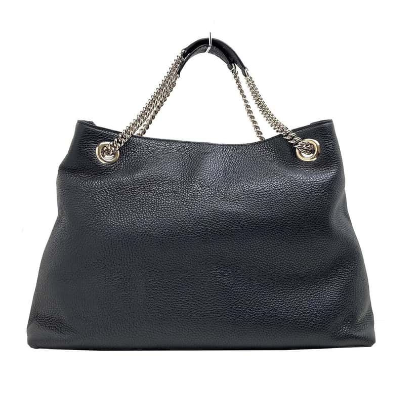 Gucci Gucci GG Pebbled Calfskin Medium Soho Gold Chain Shoulder Bag Black Black Leather Good condition - Inside View