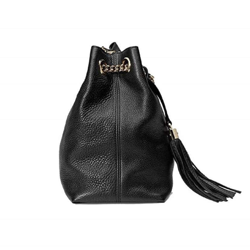 Gucci Gucci GG Pebbled Calfskin Medium Soho Gold Chain Shoulder Bag Black Black Leather Good condition - Model View
