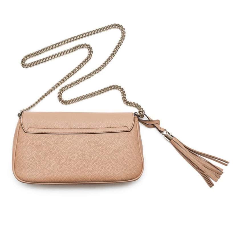 Gucci Gucci Soho Disco Beige GG Leather Tassel Chain Crossbody Flap Bag Beige Leather Good condition - Back View