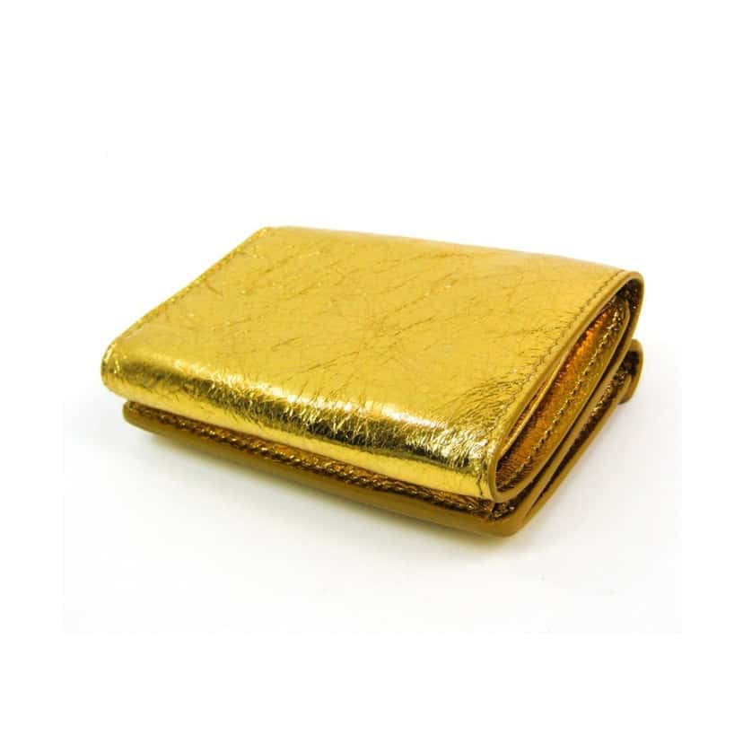 Balenciaga Balenciaga Papier Mini Trifold Wallet Metallic Gold Lambskin Leather Yellow Leather Never worn - Inside View