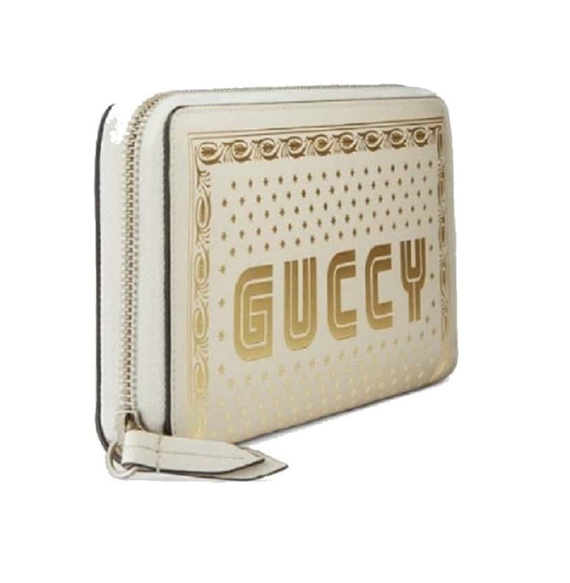 Gucci Gucci Sega Guccy Stars White Moon Gold Zipper Leather Wallet White Leather Good condition - Back View