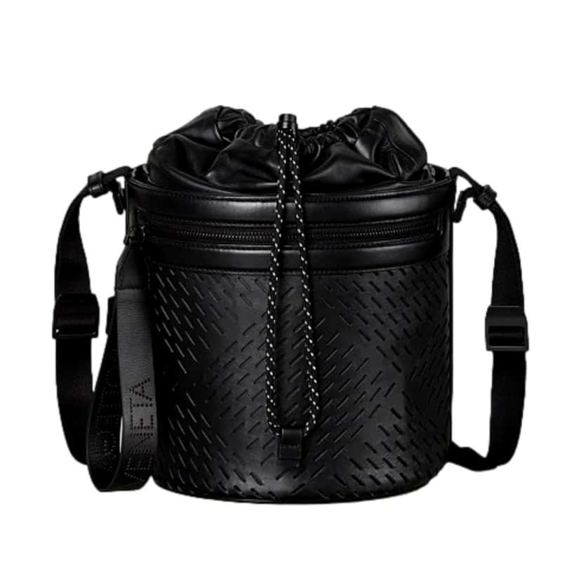 Bottega Veneta Bottega Veneta Perforated Black Nappa Leather Drawstring Bucket Crossbody Bag Black Leather Never worn - Front View