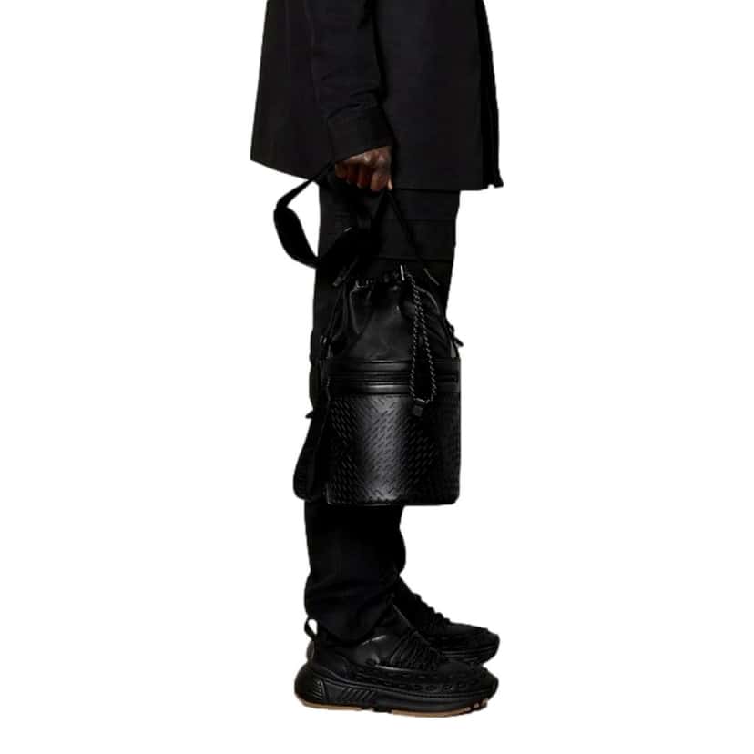 Bottega Veneta Bottega Veneta Perforated Black Nappa Leather Drawstring Bucket Crossbody Bag Black Leather Never worn - Inside View