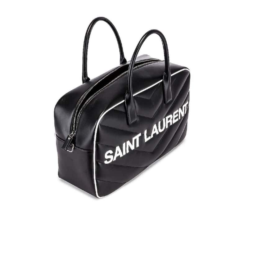Saint Laurent Saint Laurent Miles Logo Black Calf Leather Duffel Bowling Bag Black Leather Good condition - Box View