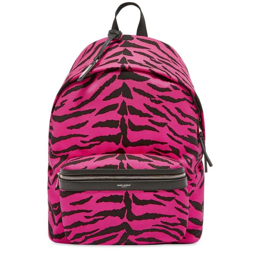 Saint Laurent Saint Laurent City Backpack Pink Zebra Print Cotton Leather Trim Pink Cotton Good condition - Front View