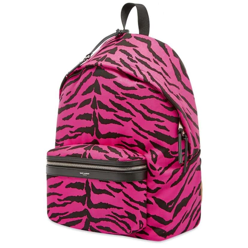 Saint Laurent Saint Laurent City Backpack Pink Zebra Print Cotton Leather Trim Pink Cotton Good condition - Back View