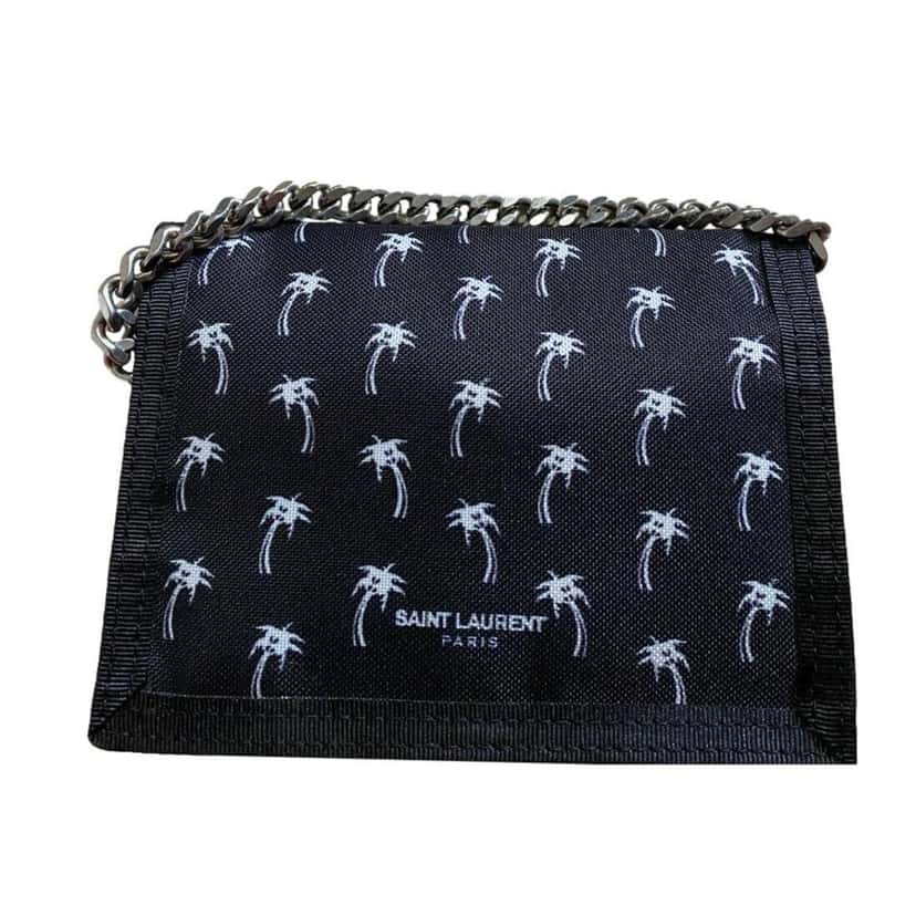Saint Laurent Saint Laurent Buffalo Palm Tree Black Nylon Chain Trifold Wallet Black Good condition - Front View