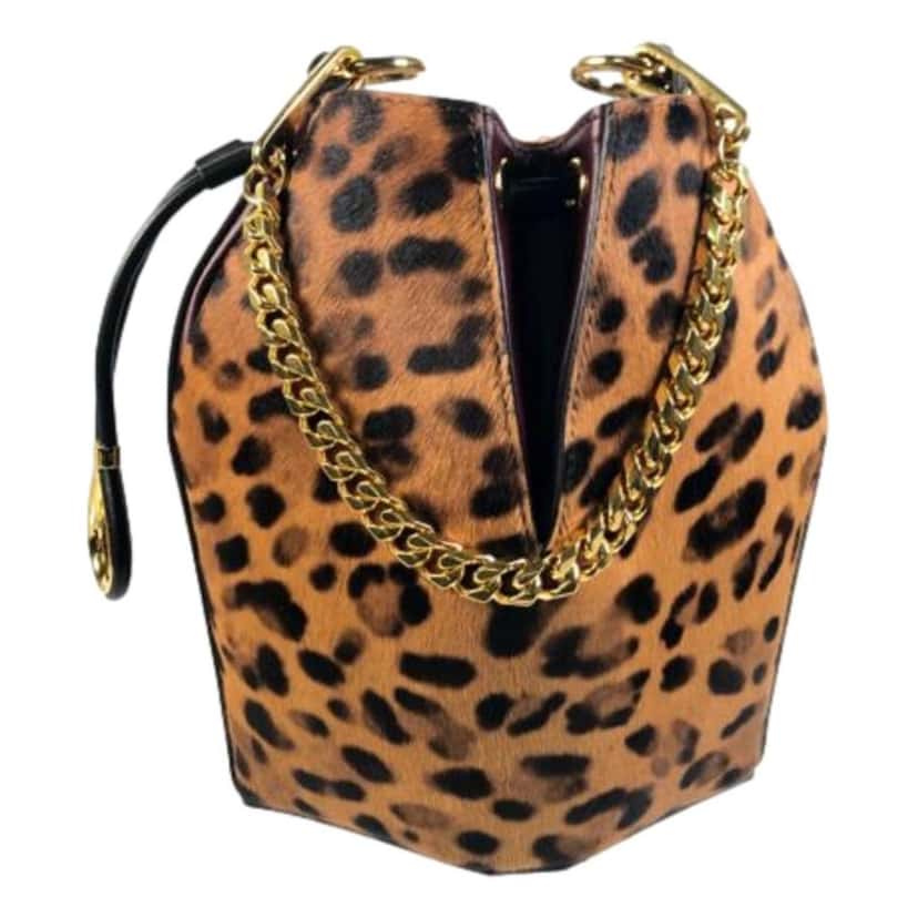 Alexander McQueen Alexander McQueen The Bucket Bag Leopard Print Pony Hair Black Leather Good condition - Front View