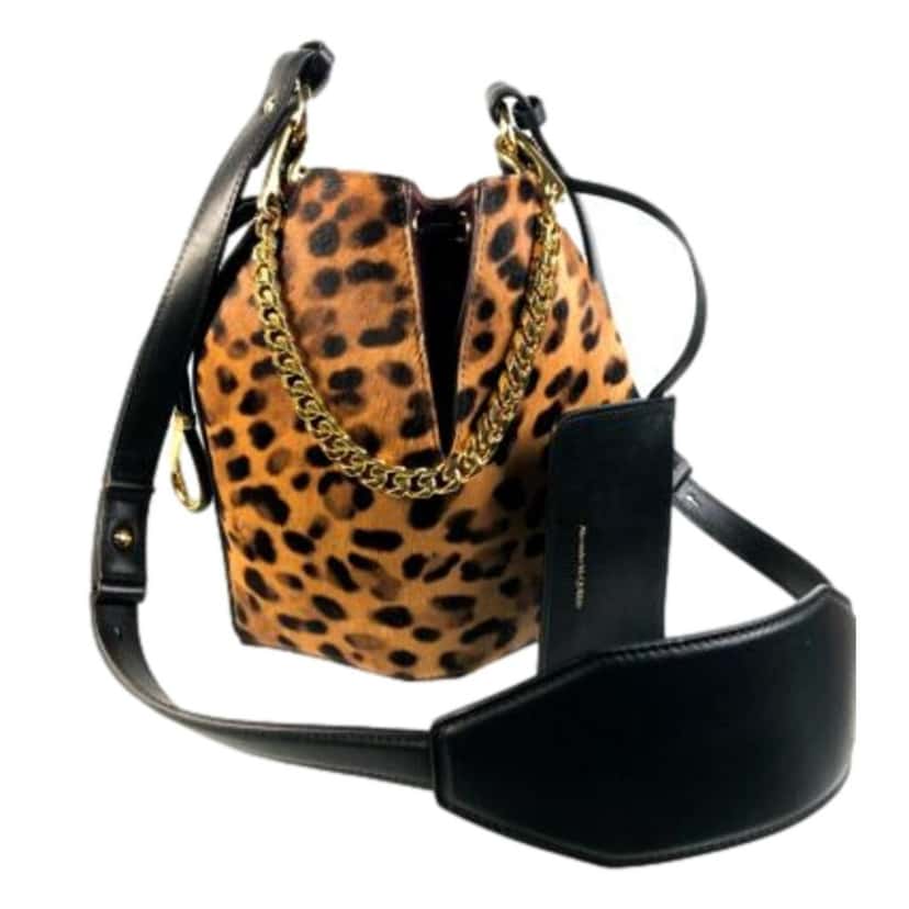 Alexander McQueen Alexander McQueen The Bucket Bag Leopard Print Pony Hair Black Leather Good condition - Back View