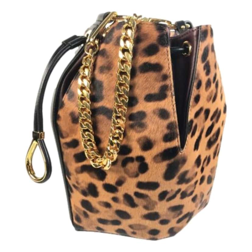 Alexander McQueen Alexander McQueen The Bucket Bag Leopard Print Pony Hair Black Leather Good condition - Model View