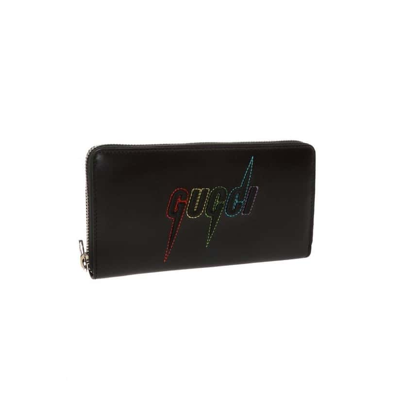 Gucci Gucci Black Leather Rainbow Blade Lightning Logo Long Wallet Black Leather Good condition - Box View