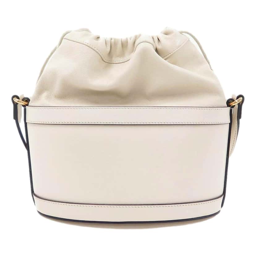 Gucci Gucci 1955 Horsebit White Leather Bucket Bag Drawstring Crossbody Beige Leather Never worn - Box View