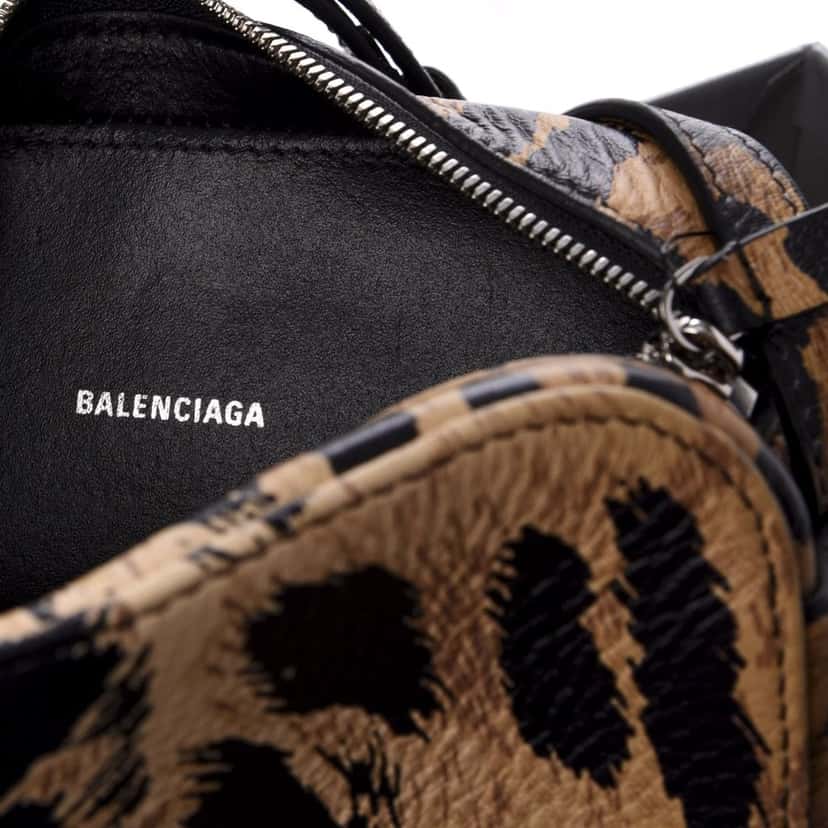 Balenciaga Balenciaga Calfskin Logo Printed Leopard XS Everyday Camera Bag Beige Leather Never worn - Box View