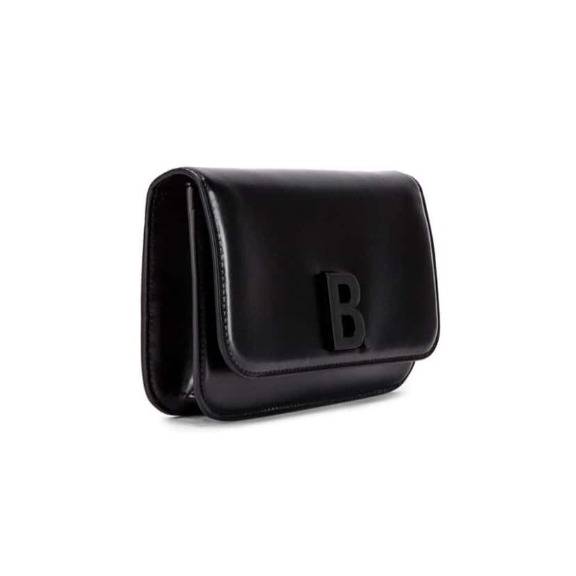 Balenciaga Balenciaga Black Shiny Calfskin Leather Chain Wallet Shoulder Bag Black Leather Never worn - Back View