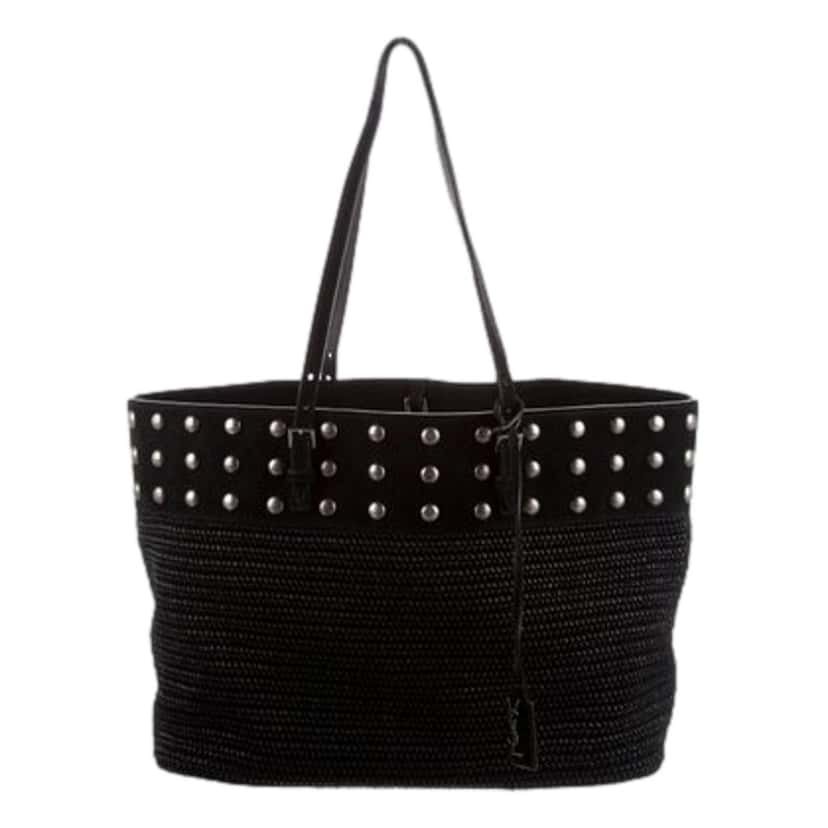 Saint Laurent Saint Laurent Boucle Studded Black Raffia Leather Shopping Tote Other Leather Never worn - Front View