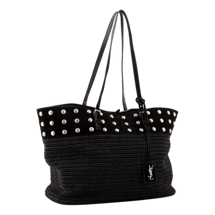 Saint Laurent Saint Laurent Boucle Studded Black Raffia Leather Shopping Tote Other Leather Never worn - Inside View