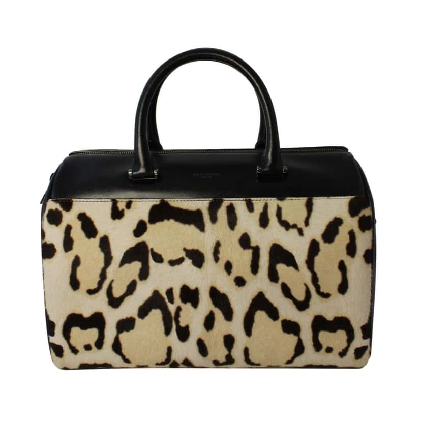 Saint Laurent Saint Laurent 12 Hour Calfskin Leather Pony Hair Duffle Bag Black Leather Good condition - Back View