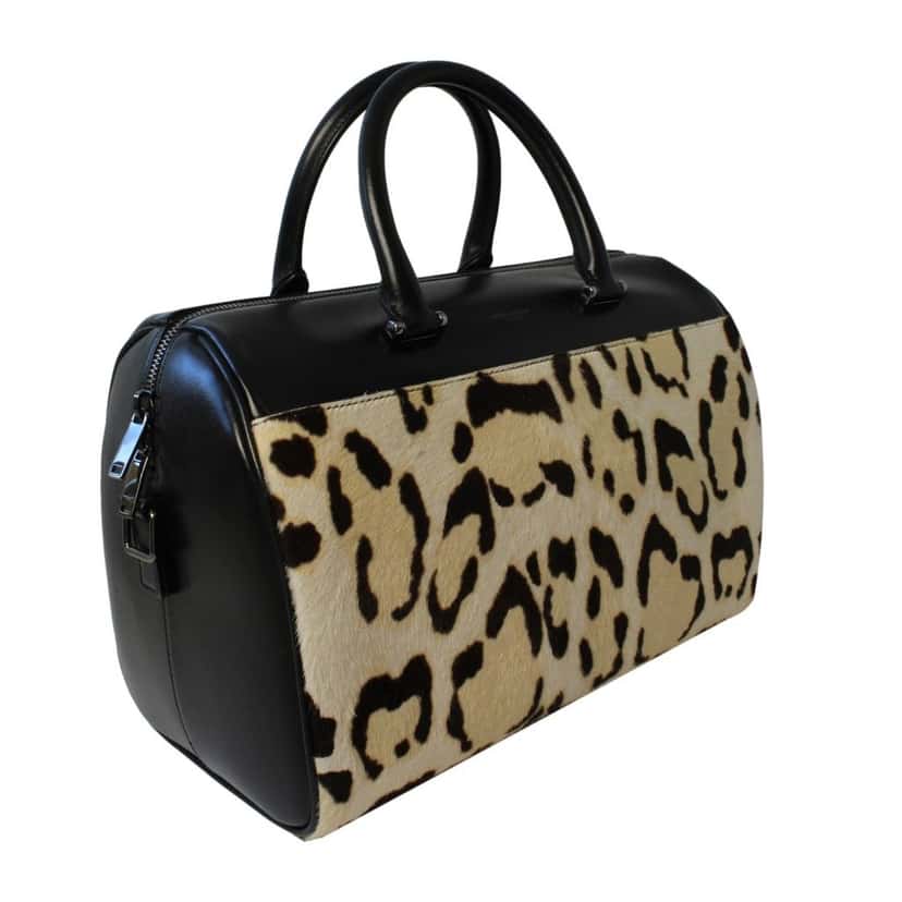 Saint Laurent Saint Laurent 12 Hour Calfskin Leather Pony Hair Duffle Bag Black Leather Good condition - Model View