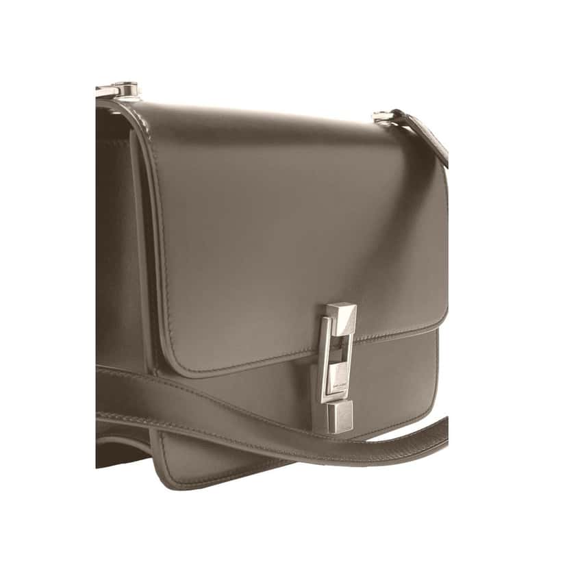 Saint Laurent Saint Laurent Carre Taupe Ultra Soft Calf Leather Shoulder Bag Silver Leather Good condition - Back View