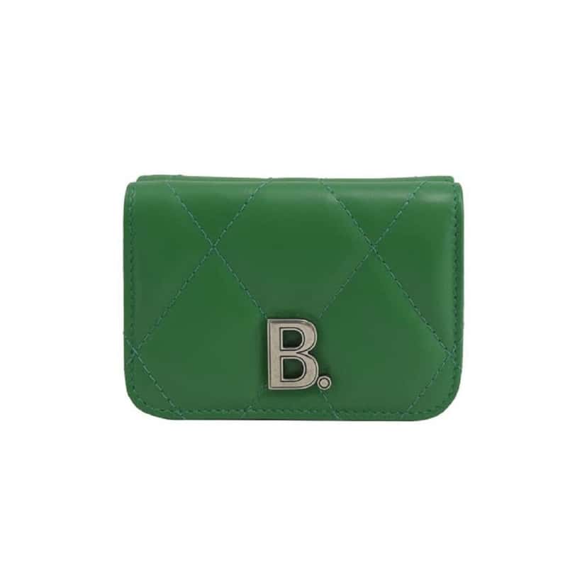 Balenciaga Balenciaga Touch Leaf Green Nappa Leather Quilted Mini Trifold Wallet Green Leather Never worn - Front View