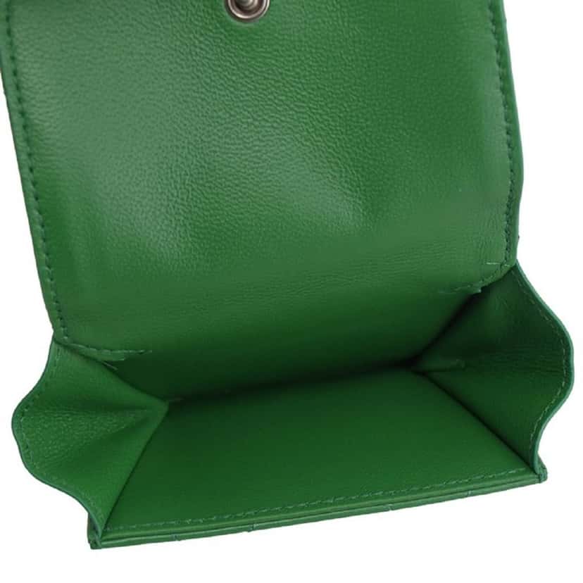 Balenciaga Balenciaga Touch Leaf Green Nappa Leather Quilted Mini Trifold Wallet Green Leather Never worn - Model View