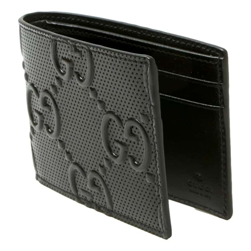 Gucci Gucci GG Tennis Embossed Black Calfskin Leather Bi-Fold Wallet Black Leather Never worn - Inside View