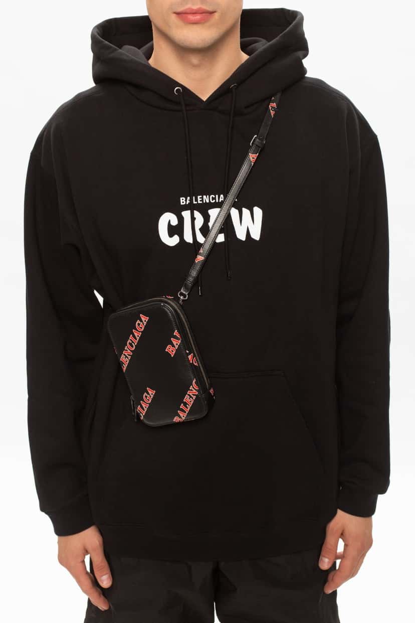 Balenciaga Balenciaga Black Calfskin Leather Sport Print Phone Holder Bag Black Leather Never worn - Back View