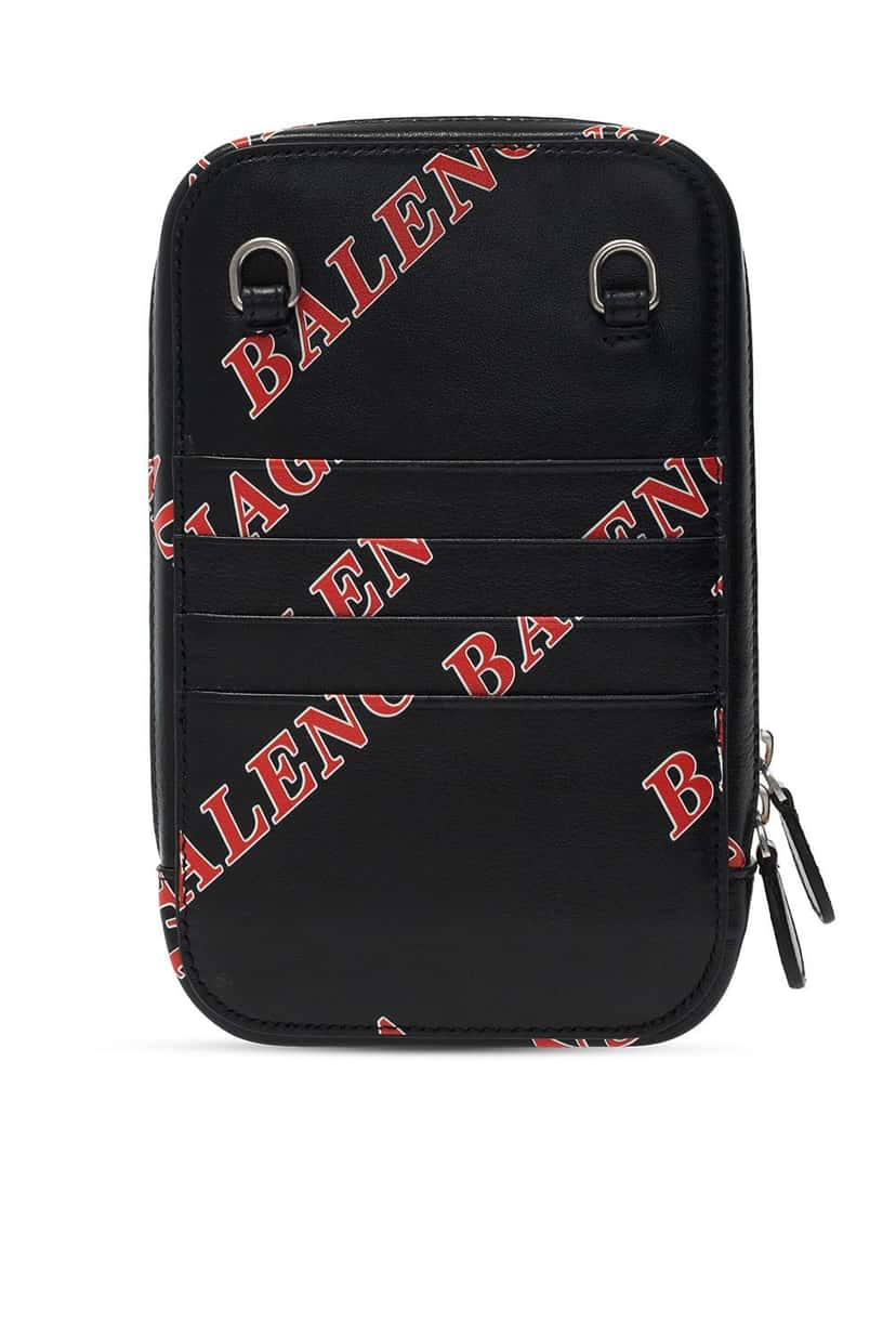 Balenciaga Balenciaga Black Calfskin Leather Sport Print Phone Holder Bag Black Leather Never worn - Inside View